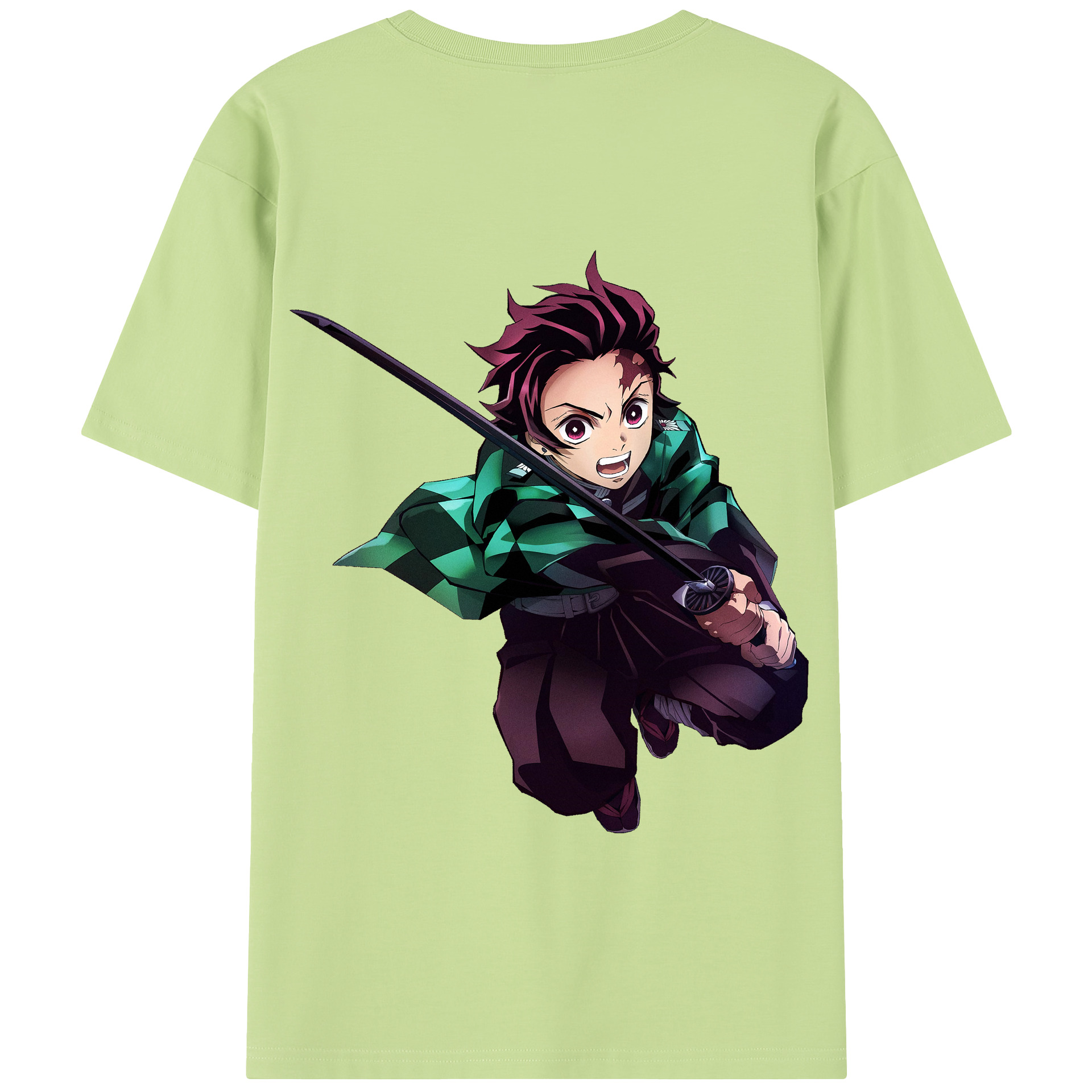 （画像用） 鬼滅の刃 竈門 炭治郎／かまど たんじろう Kamado Tanjirou 綿100％半袖Tシャツ（背面プリント）
